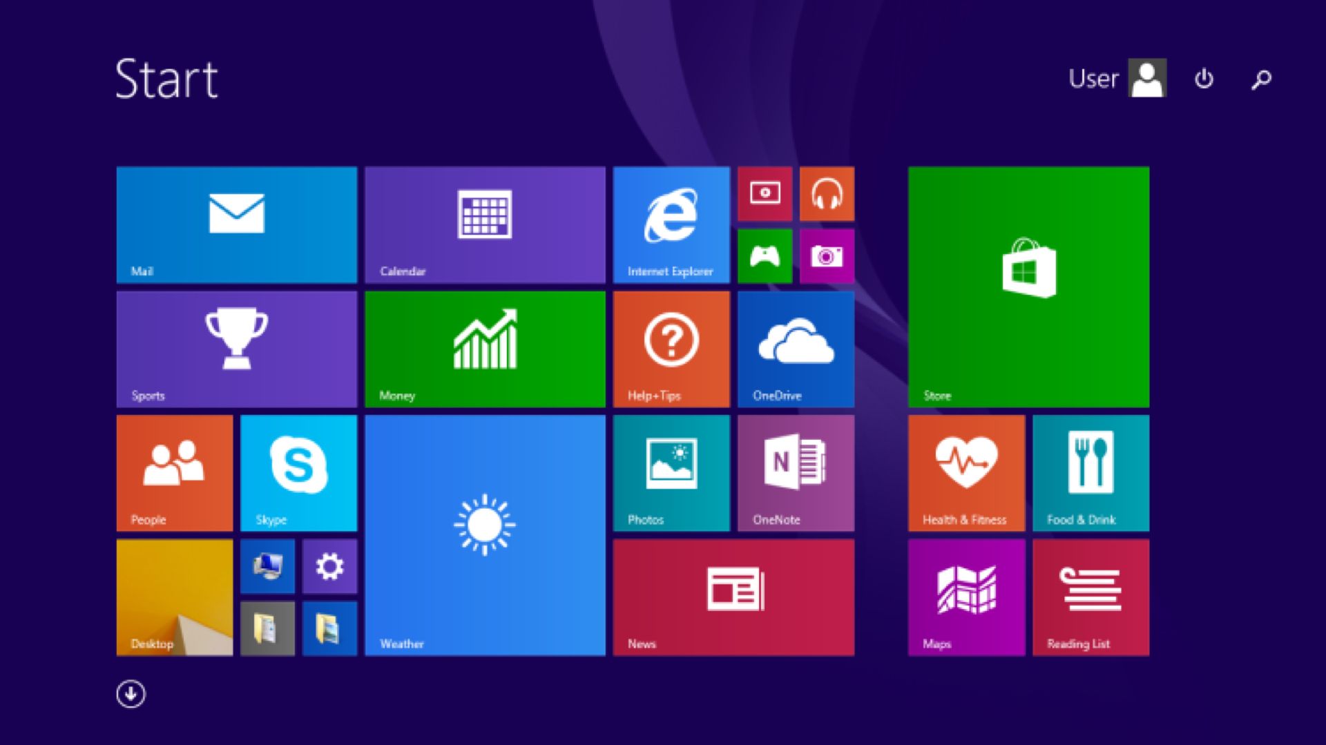 Windows 8.1 start screen and menu