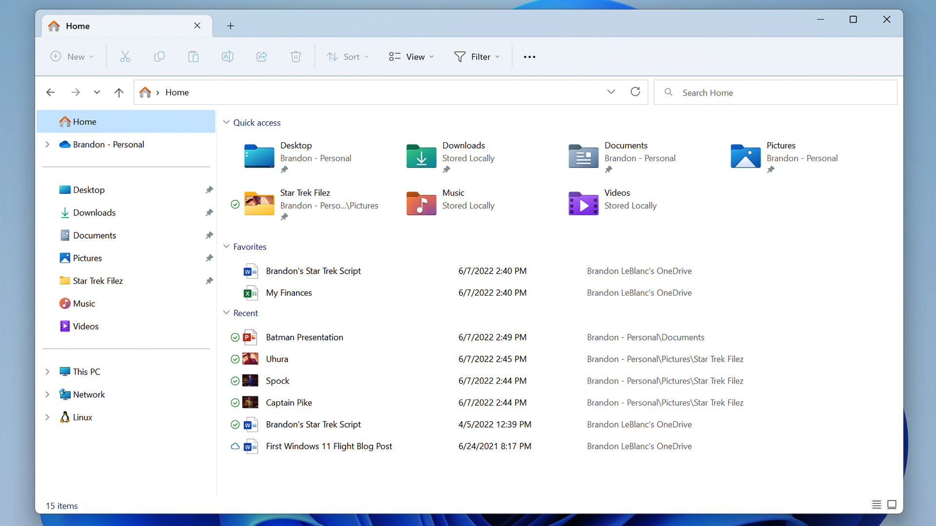 File Explorer with tabs in Windows 11