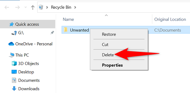 Right-click the folder and choose 