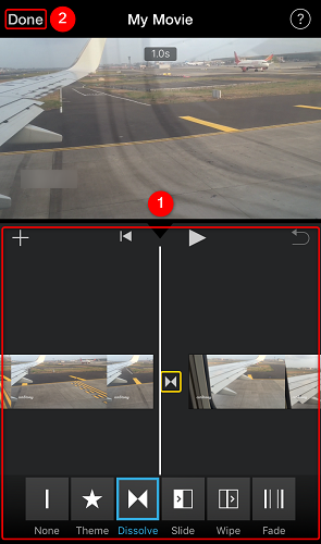 Edit the videos and tap 