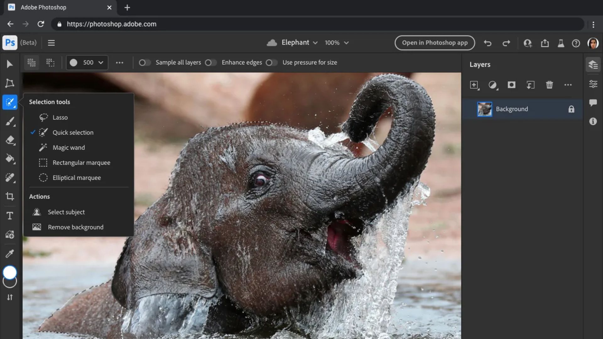 Photoshop on the web sample