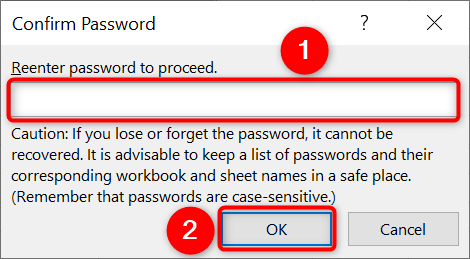 Re-enter the password and click "OK."