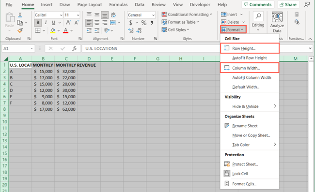 How to Resize All Columns and Rows in Microsoft Excel