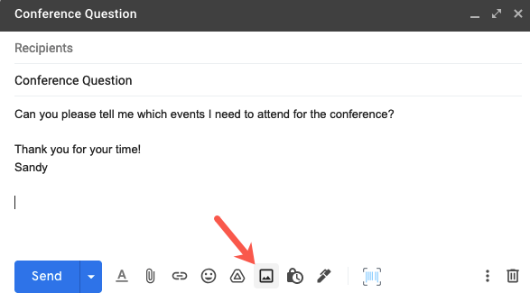 Insert Photo icon in Gmail