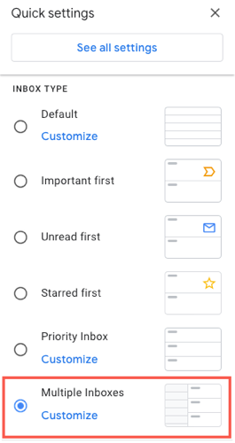 Multiple Inbox setting in the sidebar