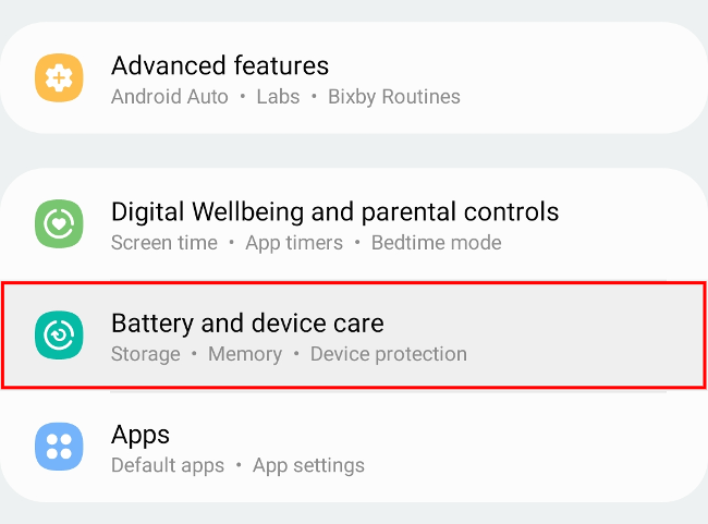 Navigate to Battery and Device Care