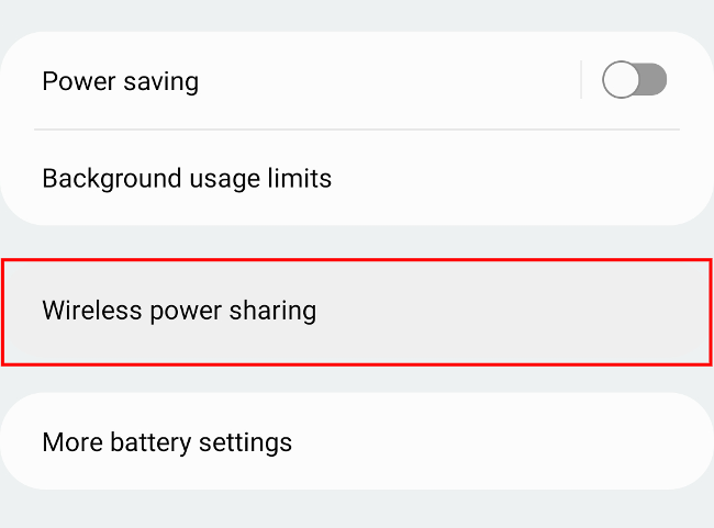 Select Wireless Power Sharing.