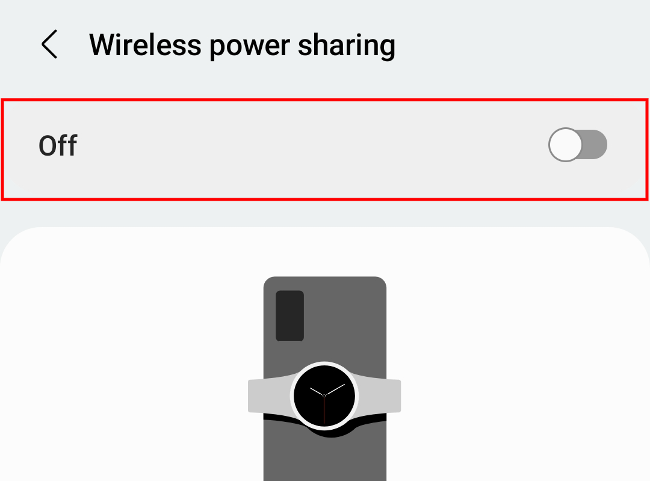 Toggle the button to enable wireless power sharing.