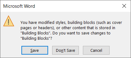 Save Building Blocks prompt in Word