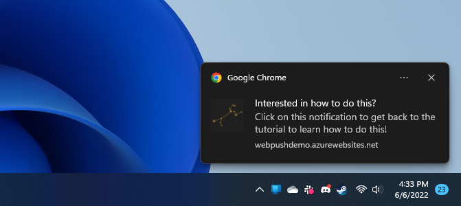 Push notification from Chrome on Windows 11