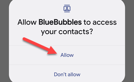 Give BlueBubbles permissions.