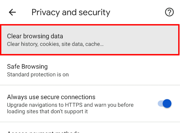 Choose the "Clear browsing data" option