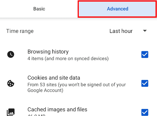 Switch to the "Advanced" tab to removed additional data like saved passwords, site settings, and auto-fill form data