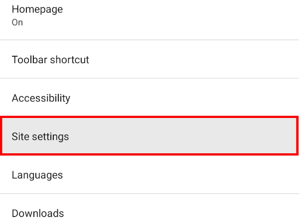 Open Chrome's Settings and select "Site settings"