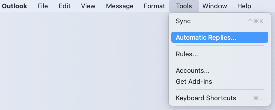 Tools, Automatic Replies in the Mac menu bar