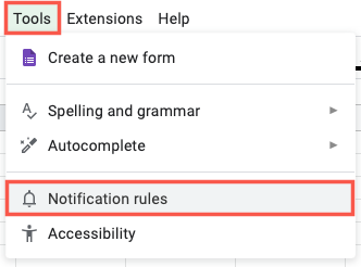 Notification Rules in the Tools menu