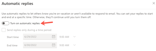 Turn on Automatic Replies in Outlook