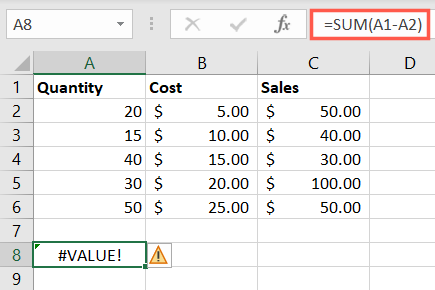 VALUE error in Excel