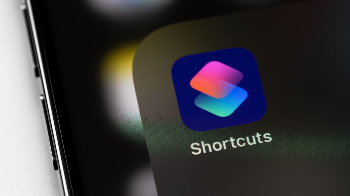 Apple Shortcuts icon on an iPhone display.