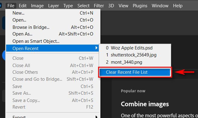 In Photoshop, Select File > Recent File List > Clear Recent File List.