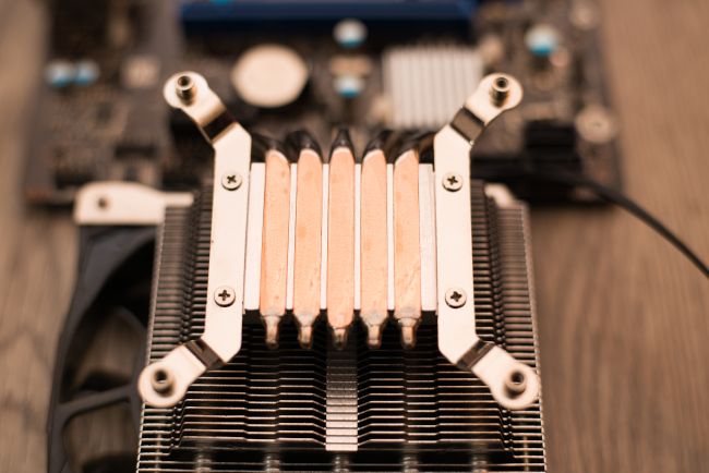 Heat sink cooler on a CPU.