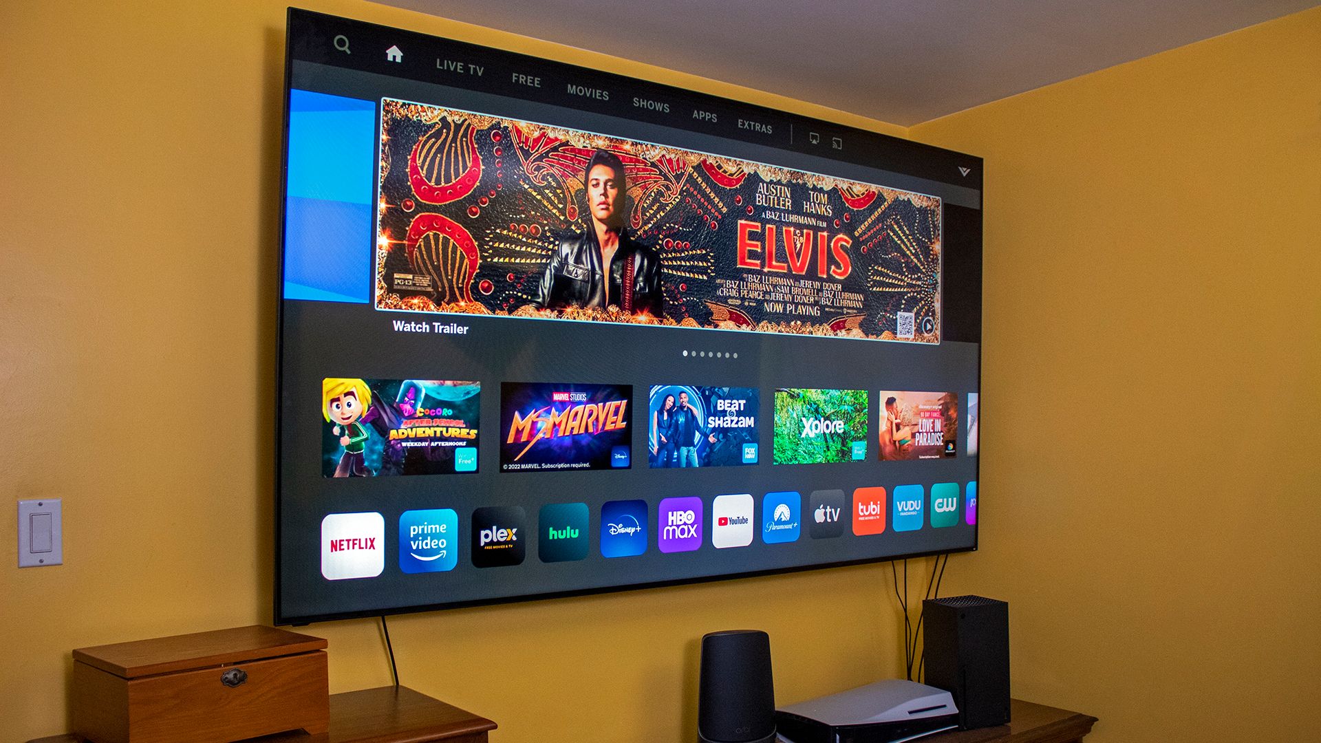 A large Vizo P85 TV on a wall