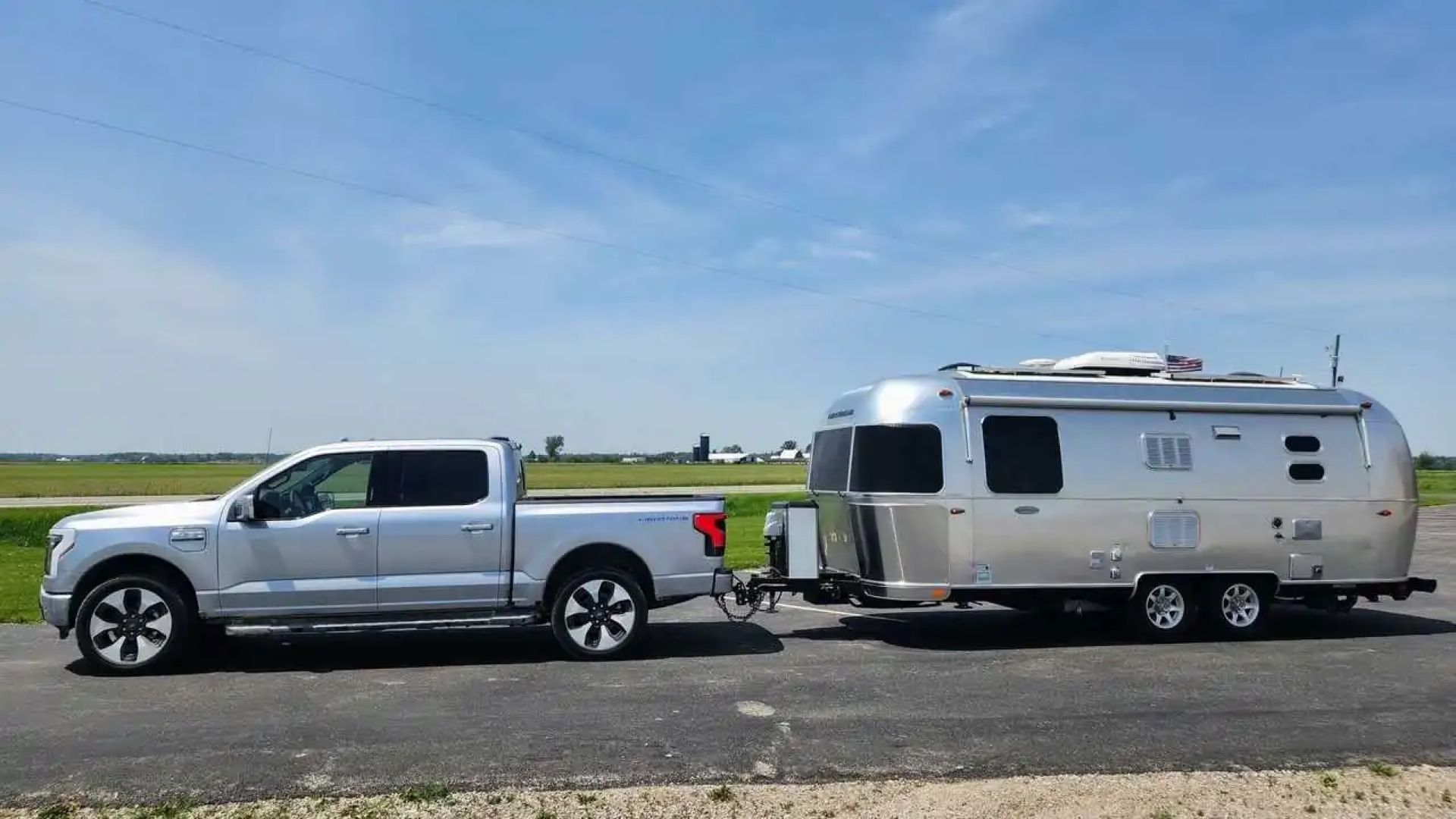 F-150 Lightning towing an Airstream trailer