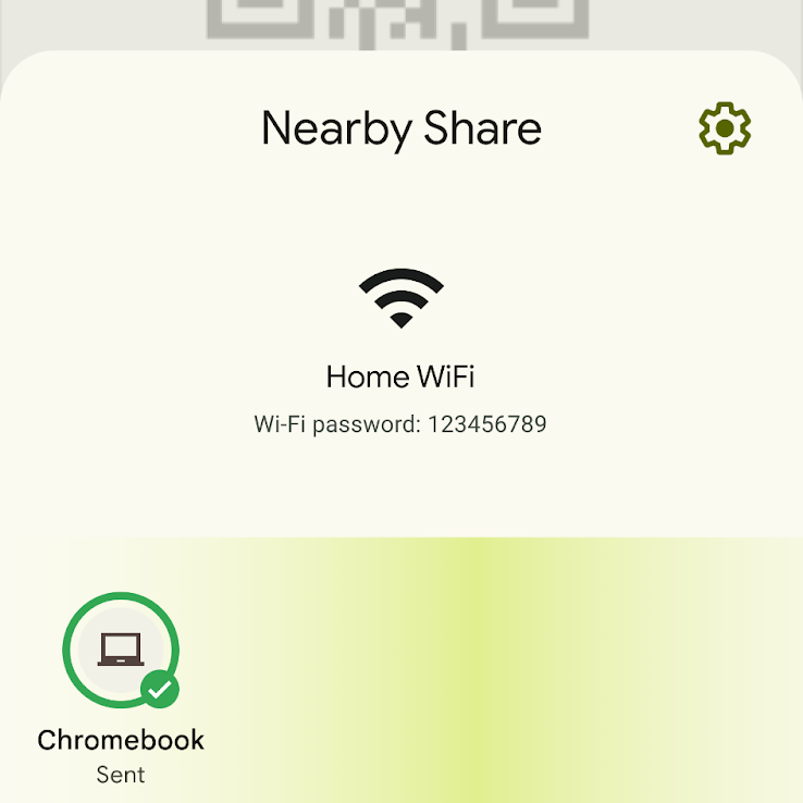 Sharing "Home WiFi" with a Chromebook using Nearby Share