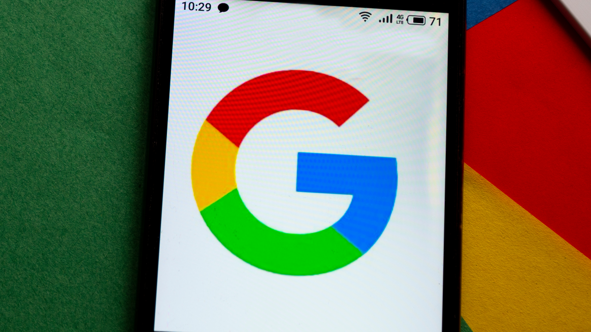 Google logo on phone.