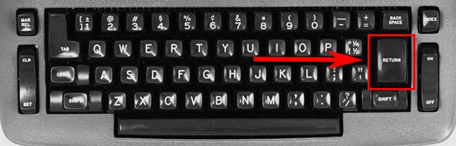 The "Return" key on an IBM Selectric typewriter.