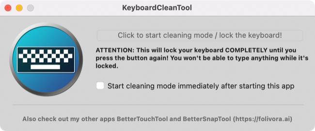Lock MacBook keys with KeyboardCleanTool