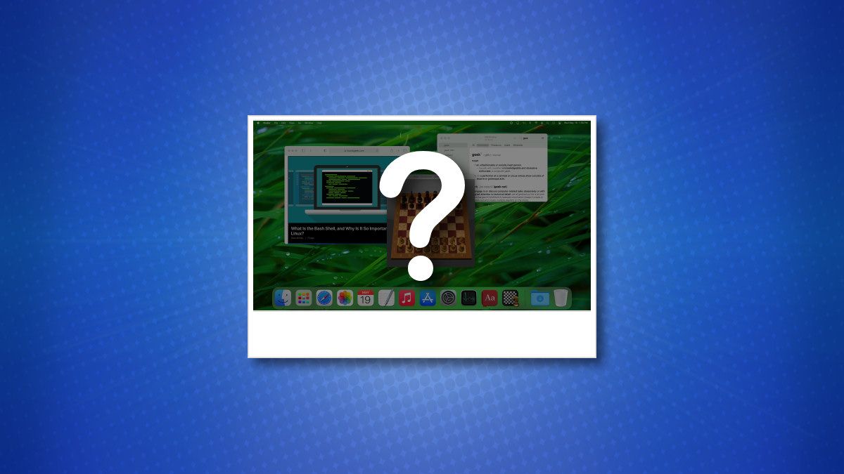 Mac Screenshot with a question mark on a blue background