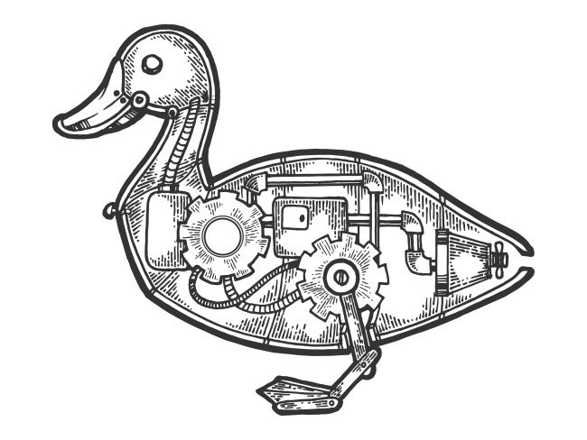 A mechanical duck.