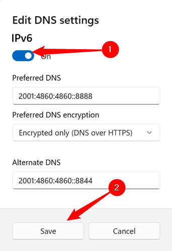 Click the toggle and disable IPv6.