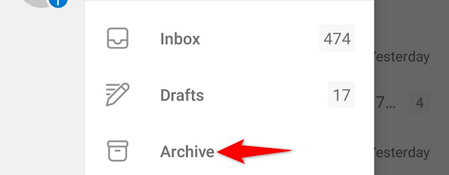 Tap the "Archive" folder.