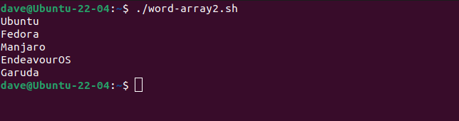 A for loop skipping an entry in a word array because of the continue command