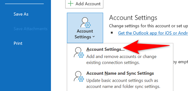 Click Account Settings > Account Settings on the right.