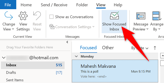 Select "Show Focused Inbox."