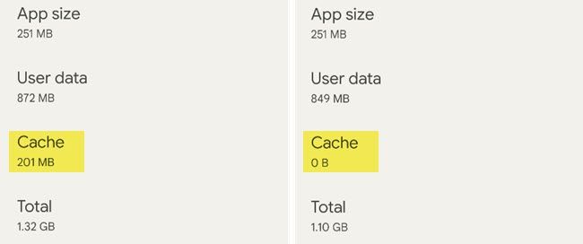 Cache before and after.