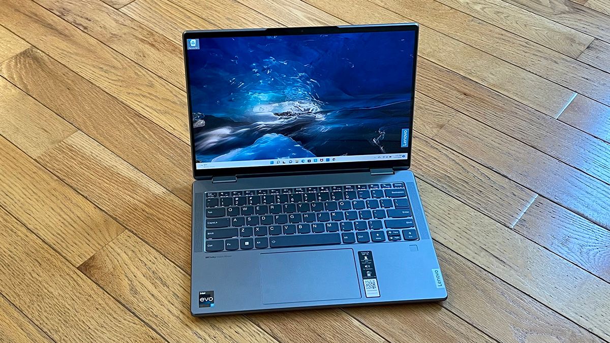 Lenovo Yoga 7i 14-Inch laptop on wood floor