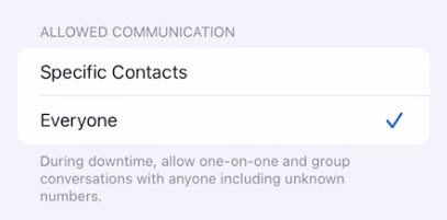Choose "Specific Contacts" or "Everyone."