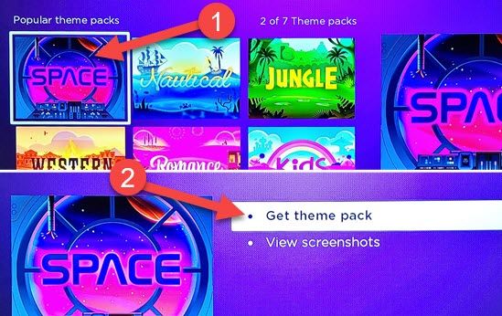 Select theme and click "Get Theme Pack."