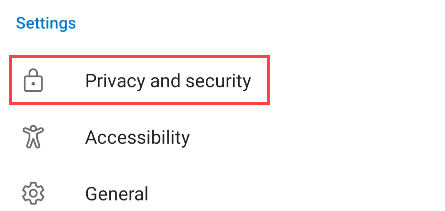 Tap &quot;Privacy and Security.&quot;