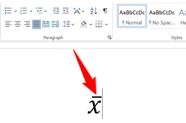 Insert the X-bar symbol in Word.