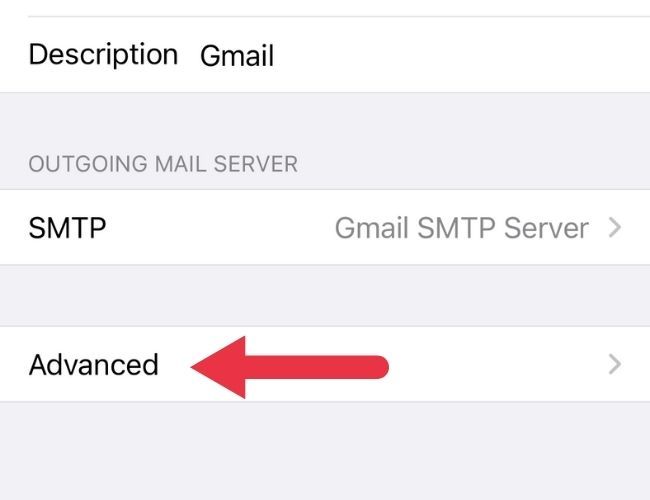 iOS Advanced Mail Account Settings