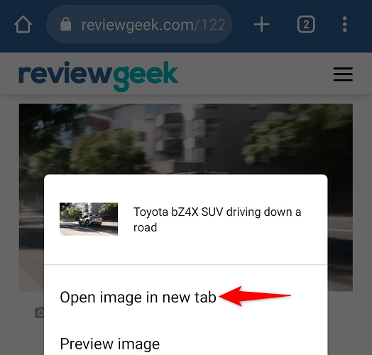 Tap "Open Image in New Tab."