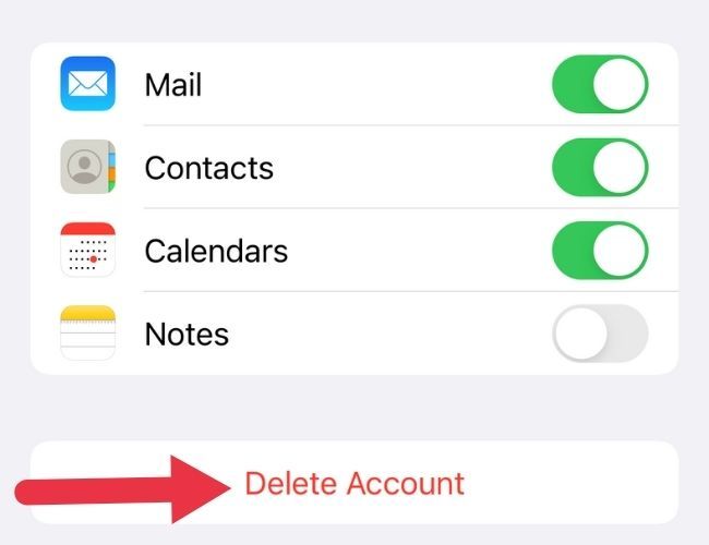 Delete iOS Mail Account