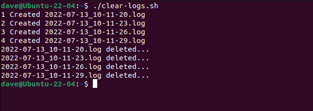 Deleting files whose names are stored in an array