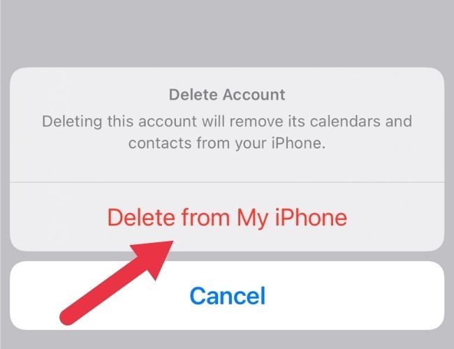 Mail iOS Account Delete Confirmation