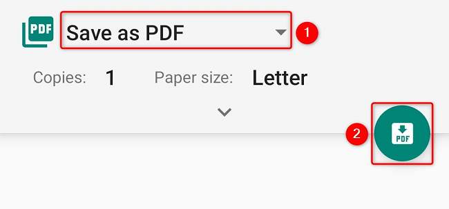 Select the PDF options and tap the PDF icon.